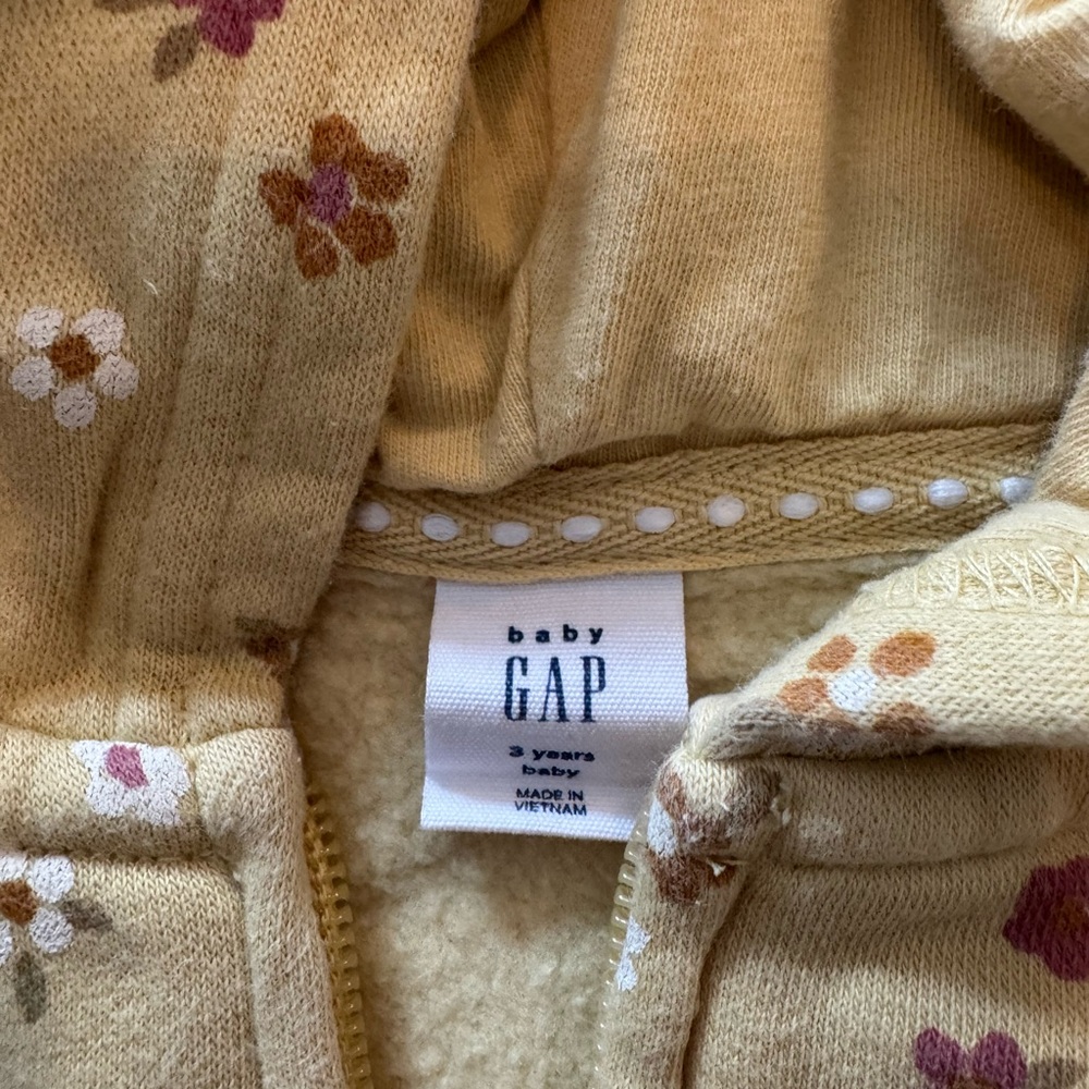 Baby GAP Yellow Floral Baby Hoodie - Picture 2 of 2